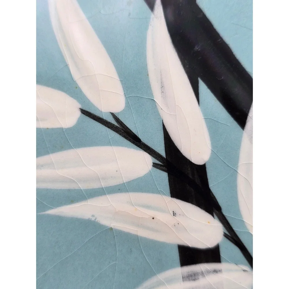 Weil Ware Platter Turquoise Fair Bamboo MCM California Pottery 13.5in